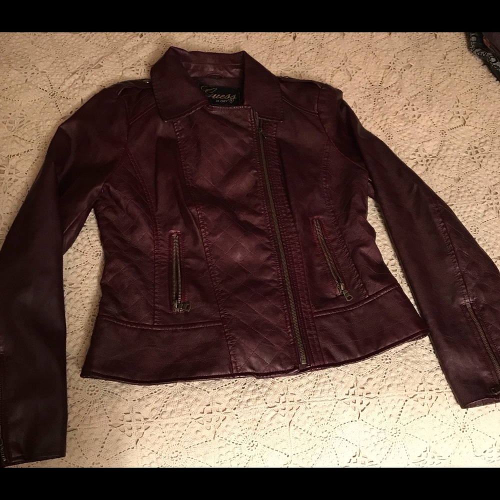 Deep Maroon Faux Leather Motorcycle jacket